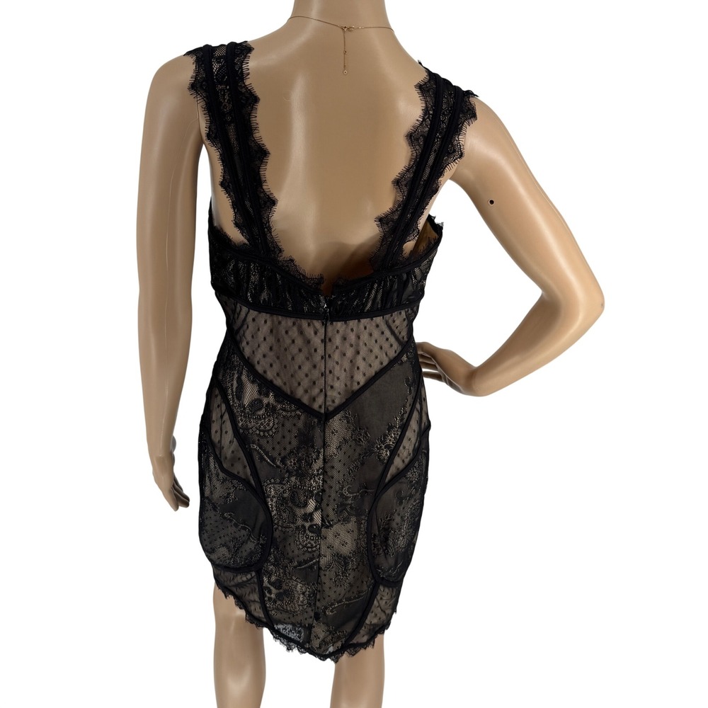 bebe Black Sheer Lace Midi Dress - Picture 5 of 16